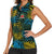 Rwanda Women Sleeveless Polo Shirt with Gorilla Family Kwita Izina Leaf Jungle Spirit