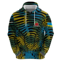 Rwanda Zip Hoodie with Gorilla Family Kwita Izina Leaf Jungle Spirit