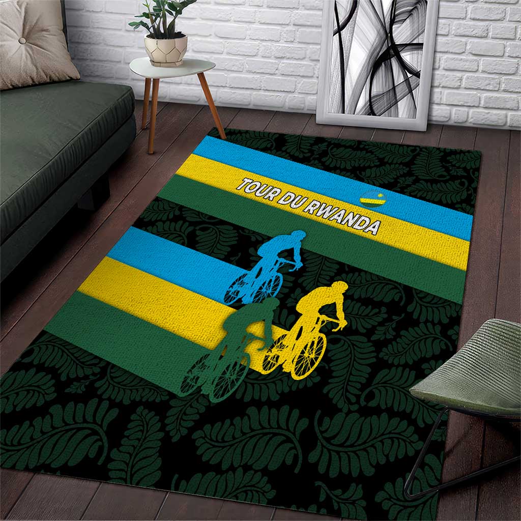 Rwanda Area Rug with Tour du Rwanda Cycling Race Flag Stripe Spirit