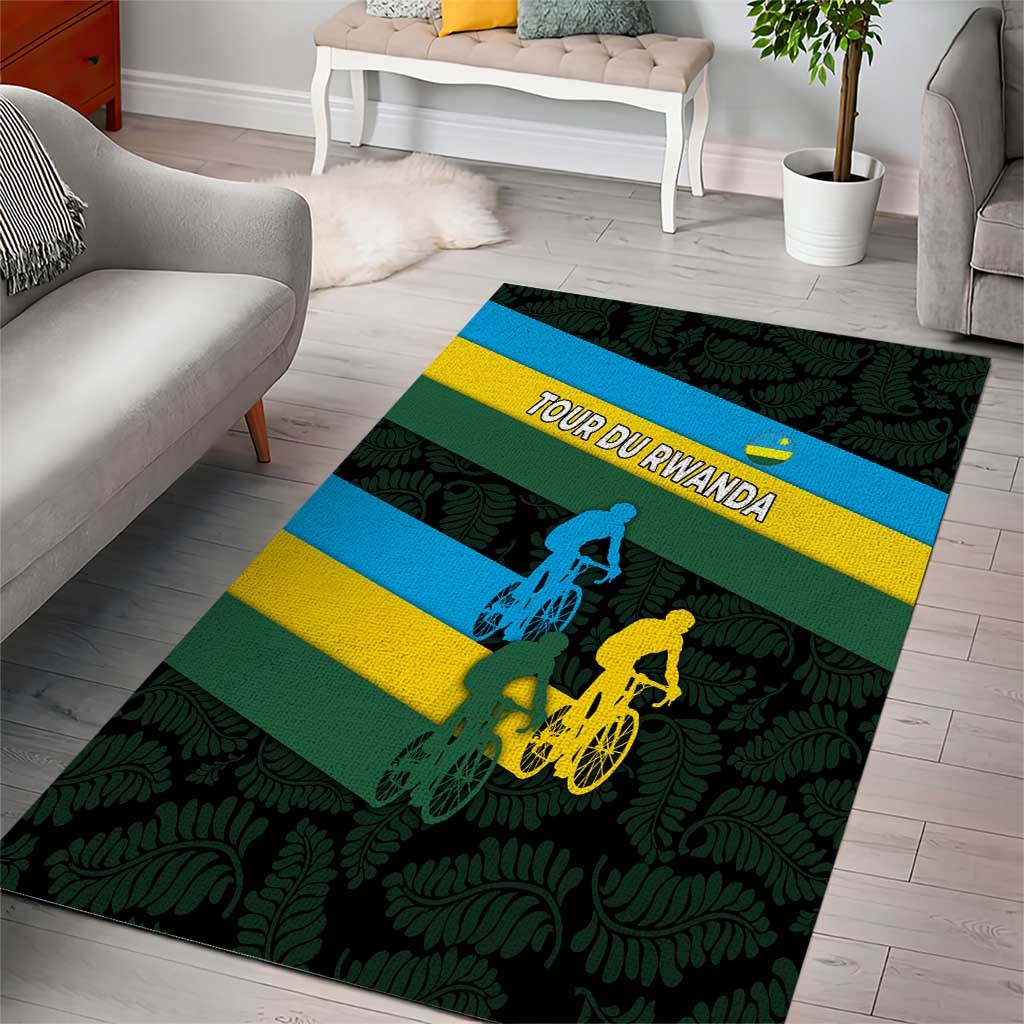Rwanda Area Rug with Tour du Rwanda Cycling Race Flag Stripe Spirit