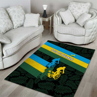 Rwanda Area Rug with Tour du Rwanda Cycling Race Flag Stripe Spirit