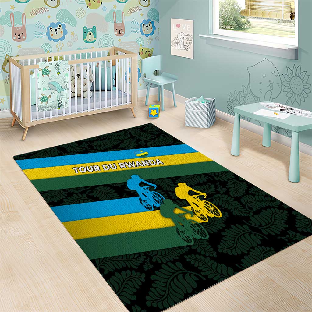 Rwanda Area Rug with Tour du Rwanda Cycling Race Flag Stripe Spirit
