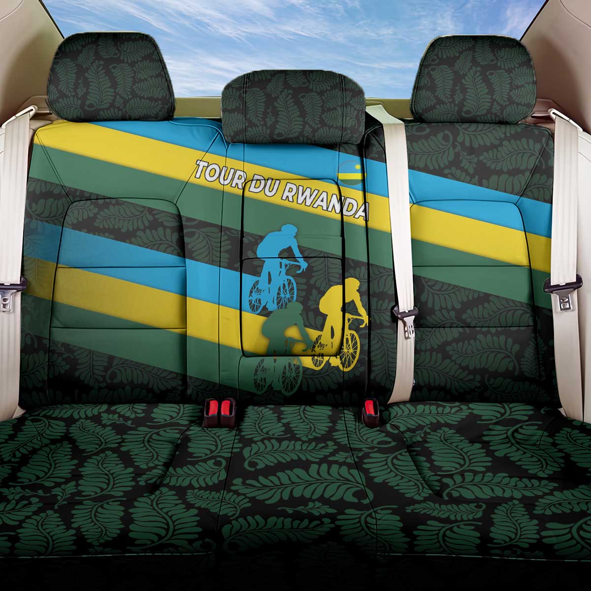 Rwanda Back Car Seat Cover with Tour du Rwanda Cycling Race Flag Stripe Spirit
