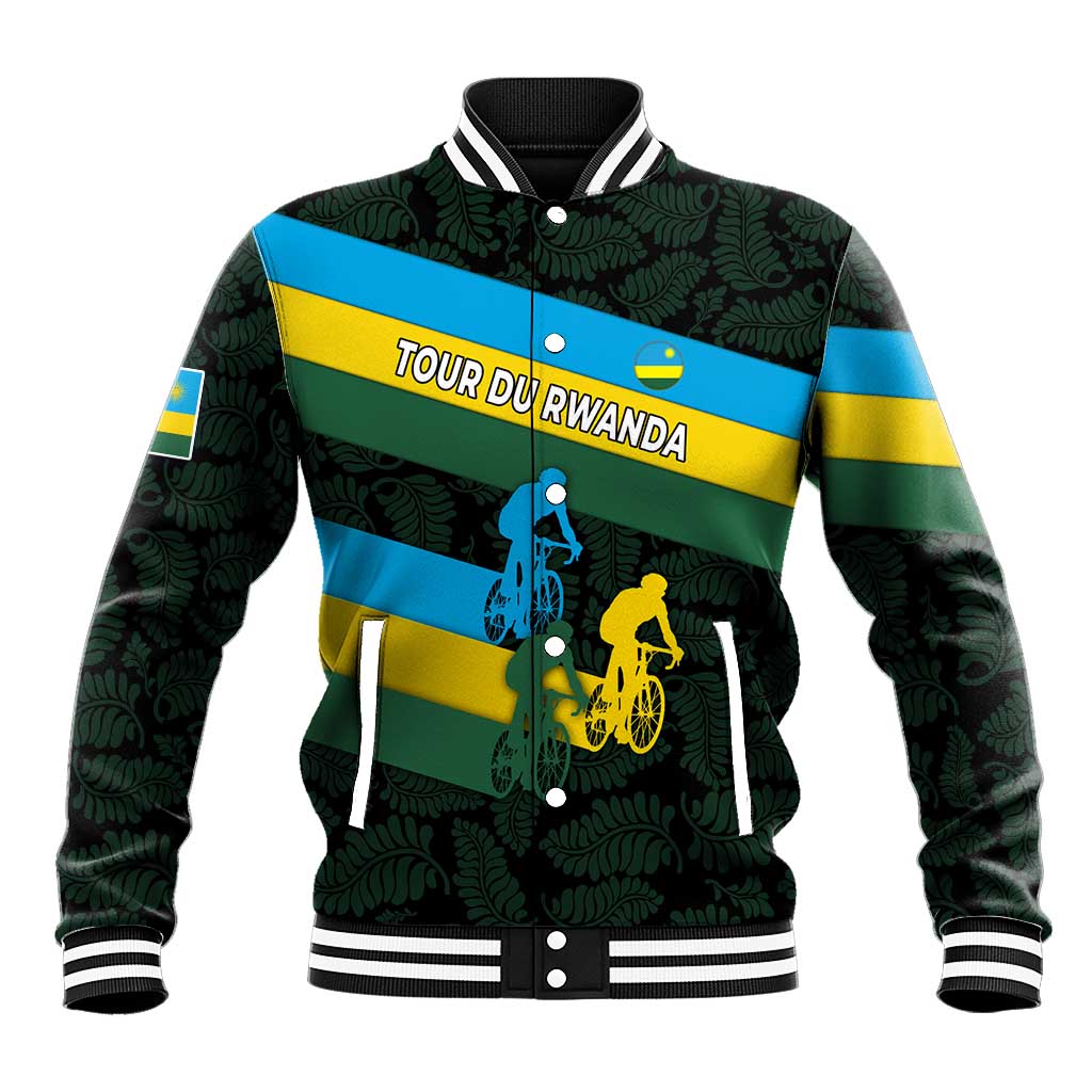Rwanda Baseball Jacket with Tour du Rwanda Cycling Race Flag Stripe Spirit