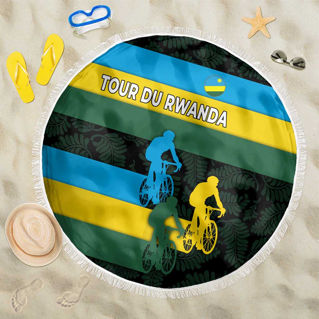 Rwanda Beach Blanket with Tour du Rwanda Cycling Race Flag Stripe Spirit