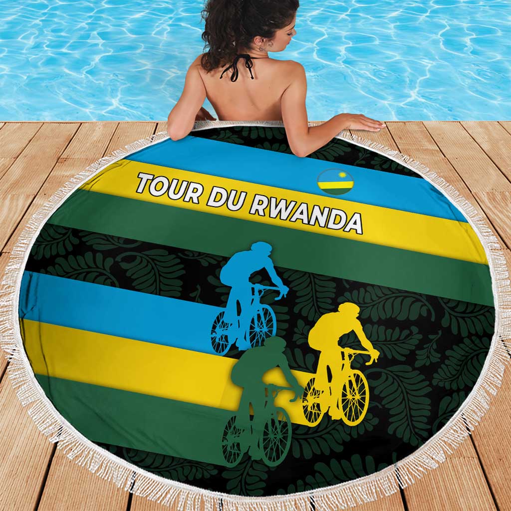 Rwanda Beach Blanket with Tour du Rwanda Cycling Race Flag Stripe Spirit