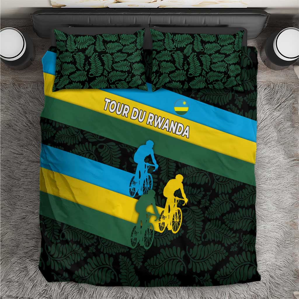 Rwanda Bedding Set with Tour du Rwanda Cycling Race Flag Stripe Spirit