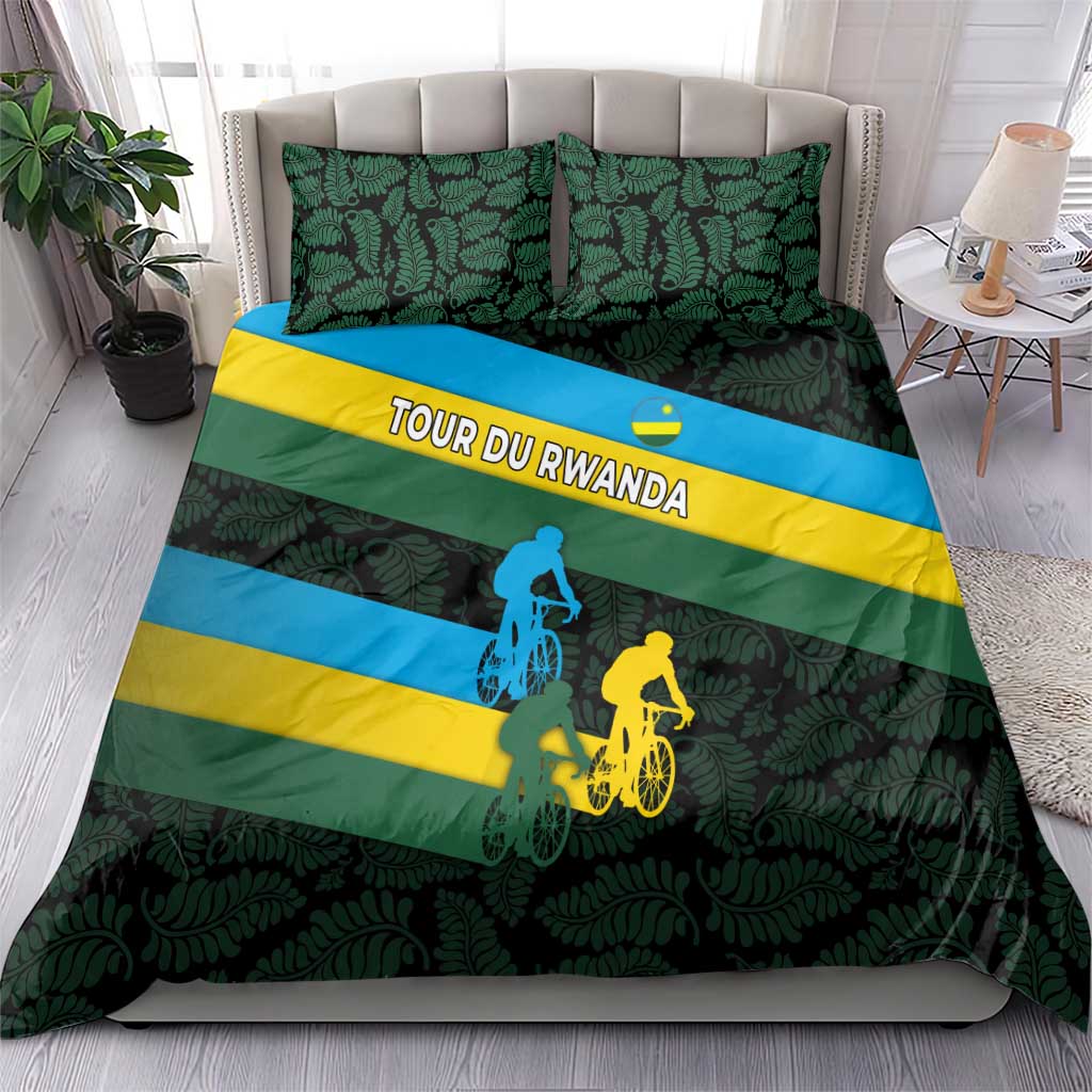 Rwanda Bedding Set with Tour du Rwanda Cycling Race Flag Stripe Spirit