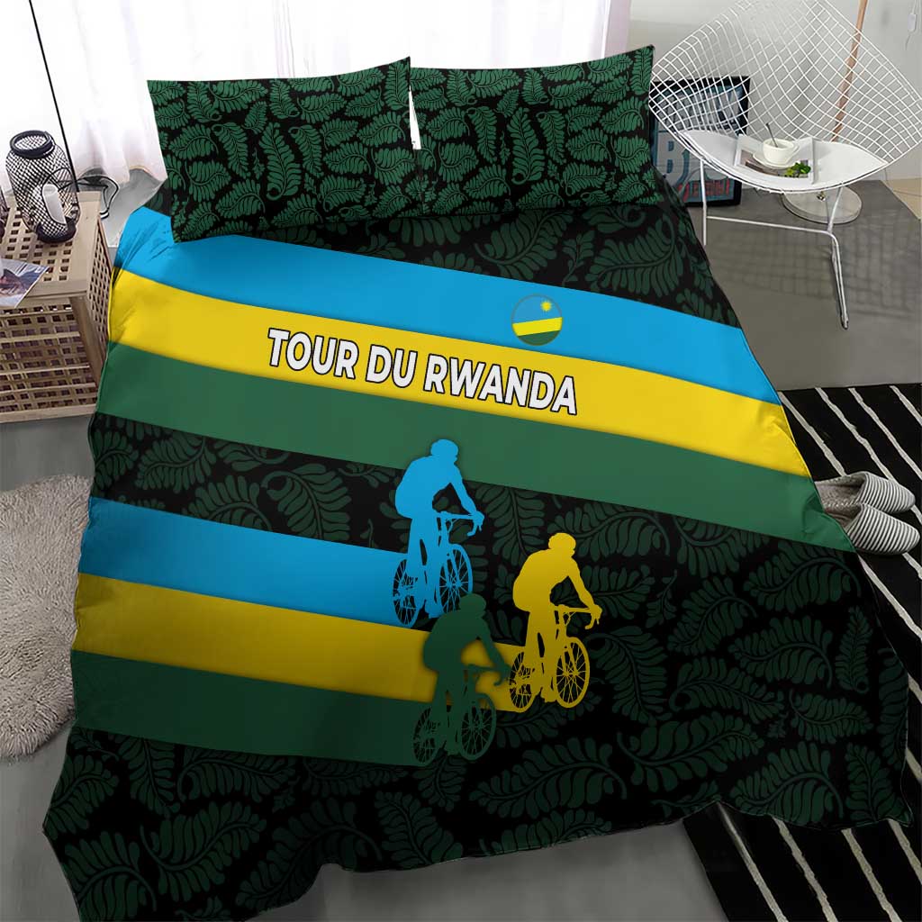 Rwanda Bedding Set with Tour du Rwanda Cycling Race Flag Stripe Spirit