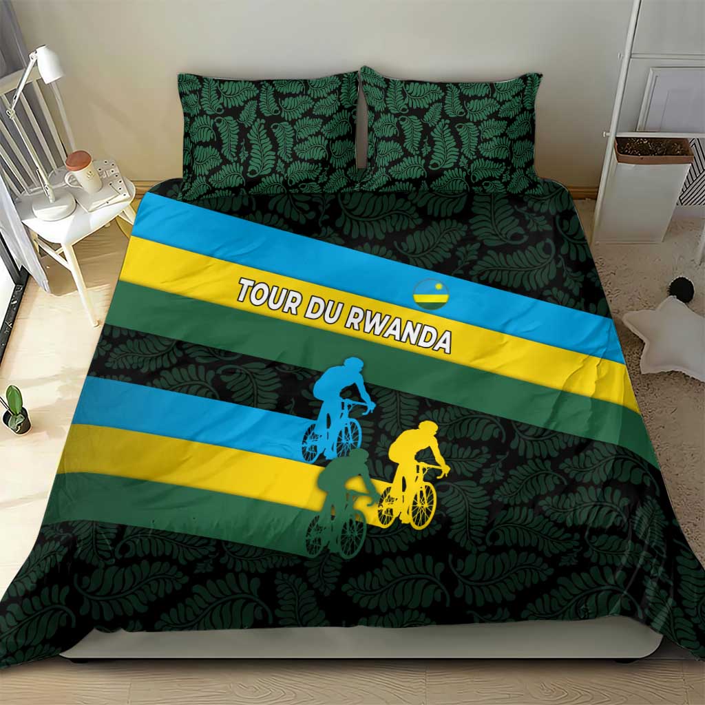 Rwanda Bedding Set with Tour du Rwanda Cycling Race Flag Stripe Spirit