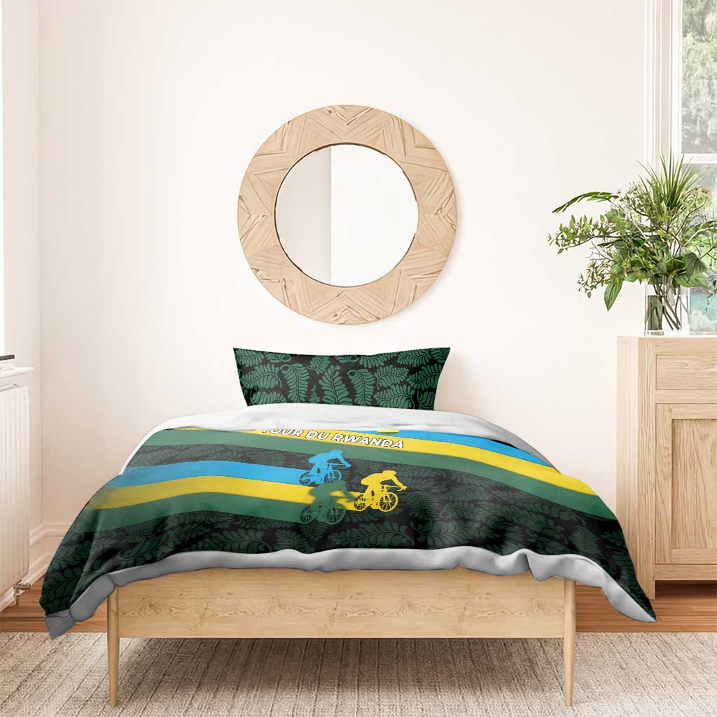 Rwanda Bedding Set with Tour du Rwanda Cycling Race Flag Stripe Spirit
