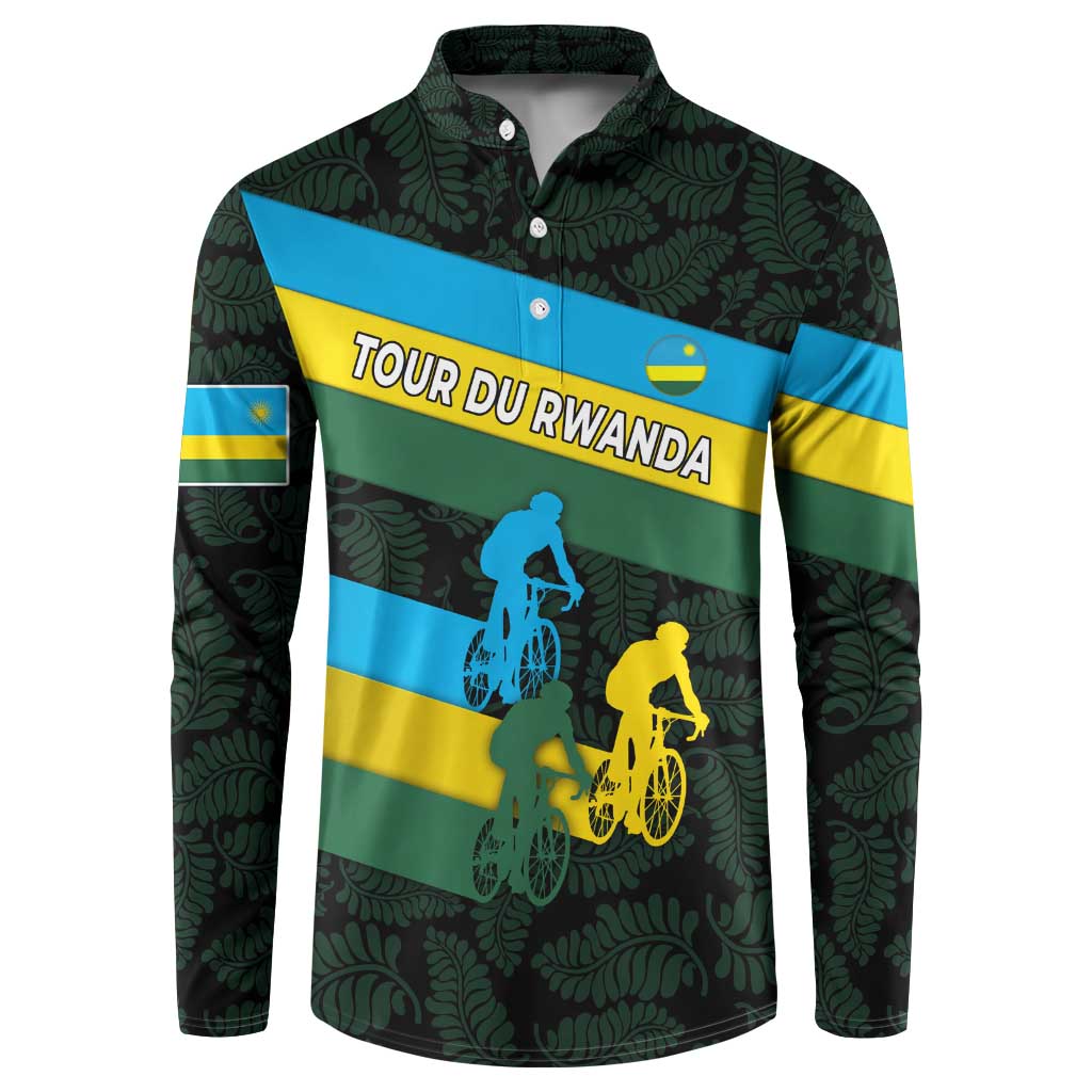 Rwanda Button Sweatshirt with Tour du Rwanda Cycling Race Flag Stripe Spirit