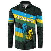 Rwanda Button Sweatshirt with Tour du Rwanda Cycling Race Flag Stripe Spirit