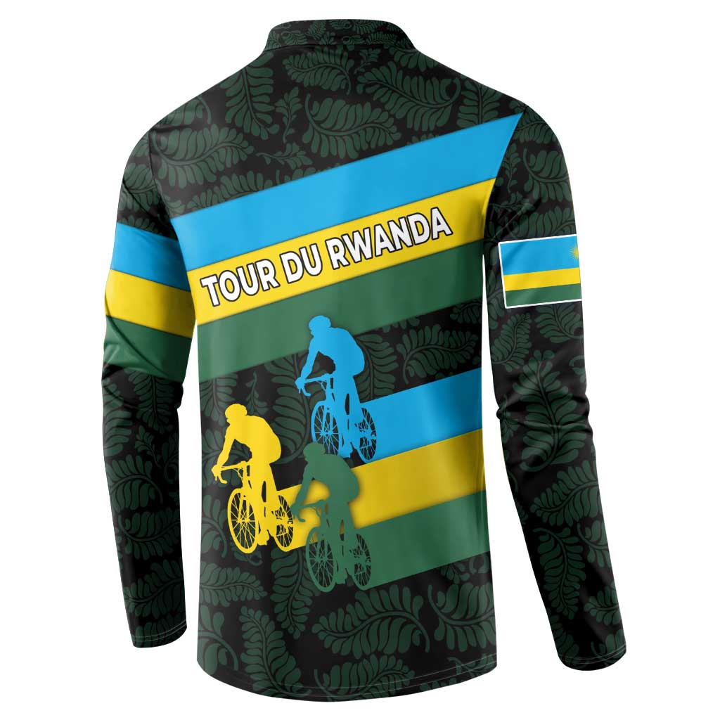 Rwanda Button Sweatshirt with Tour du Rwanda Cycling Race Flag Stripe Spirit