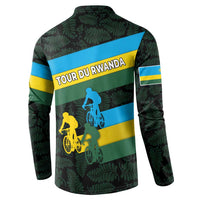 Rwanda Button Sweatshirt with Tour du Rwanda Cycling Race Flag Stripe Spirit