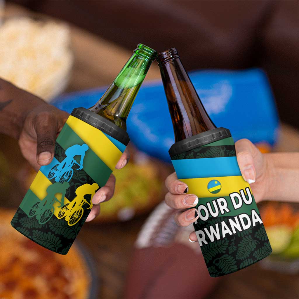 Rwanda 4 in 1 Can Cooler Tumbler with Tour du Rwanda Cycling Race Flag Stripe Spirit
