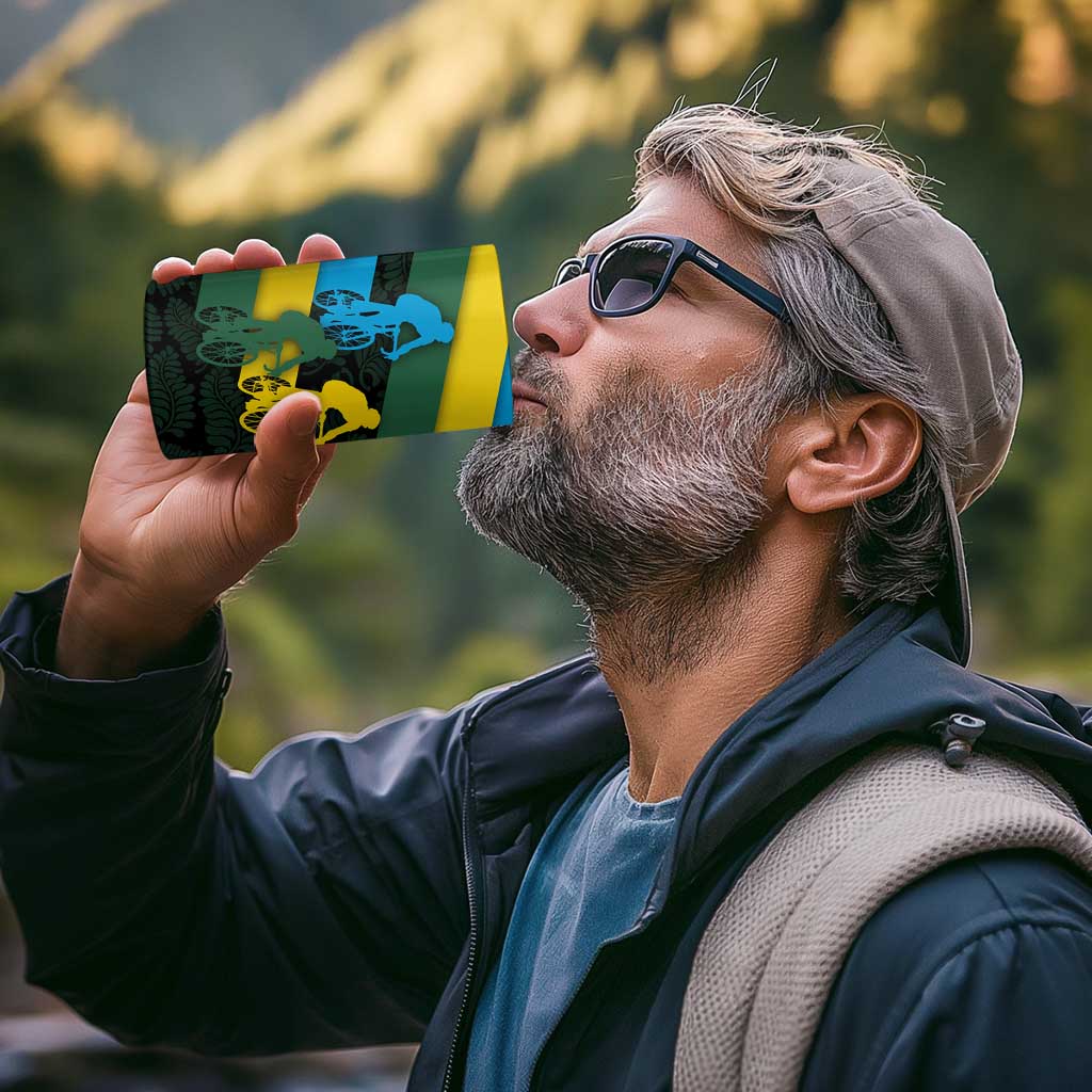 Rwanda 4 in 1 Can Cooler Tumbler with Tour du Rwanda Cycling Race Flag Stripe Spirit