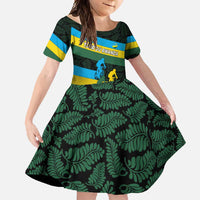 Rwanda Family Matching Off Shoulder Maxi Dress and Hawaiian Shirt with Tour du Rwanda Cycling Race Flag Stripe Spirit