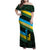 Rwanda Family Matching Off Shoulder Maxi Dress and Hawaiian Shirt with Tour du Rwanda Cycling Race Flag Stripe Spirit