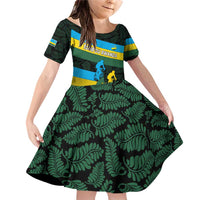 Rwanda Family Matching Off Shoulder Short Dress and Hawaiian Shirt with Tour du Rwanda Cycling Race Flag Stripe Spirit