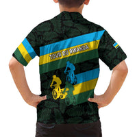 Rwanda Family Matching Puletasi and Hawaiian Shirt with Tour du Rwanda Cycling Race Flag Stripe Spirit