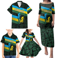 Rwanda Family Matching Puletasi and Hawaiian Shirt with Tour du Rwanda Cycling Race Flag Stripe Spirit