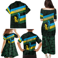 Rwanda Family Matching Puletasi and Hawaiian Shirt with Tour du Rwanda Cycling Race Flag Stripe Spirit