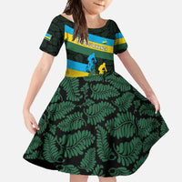 Rwanda Family Matching Short Sleeve Bodycon Dress and Hawaiian Shirt with Tour du Rwanda Cycling Race Flag Stripe Spirit