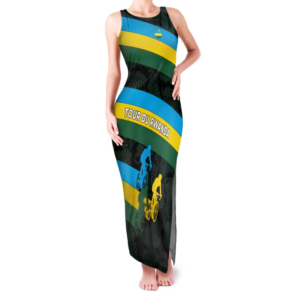 Rwanda Family Matching Tank Maxi Dress and Hawaiian Shirt with Tour du Rwanda Cycling Race Flag Stripe Spirit