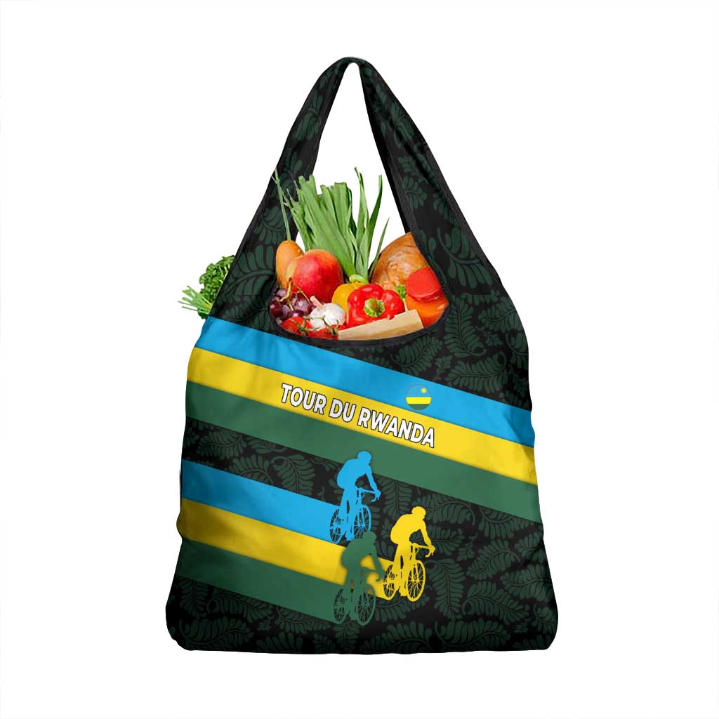 Rwanda Grocery Bag with Tour du Rwanda Cycling Race Flag Stripe Spirit