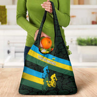 Rwanda Grocery Bag with Tour du Rwanda Cycling Race Flag Stripe Spirit