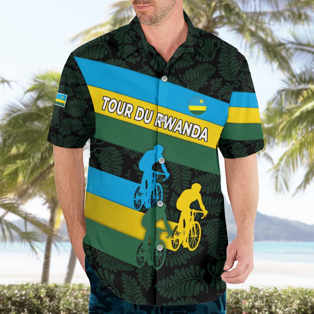 Rwanda Hawaiian Shirt with Tour du Rwanda Cycling Race Flag Stripe Spirit