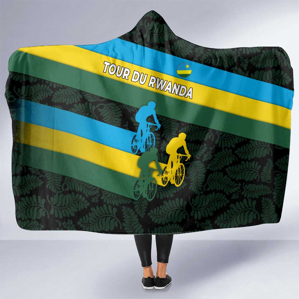 Rwanda Hooded Blanket with Tour du Rwanda Cycling Race Flag Stripe Spirit