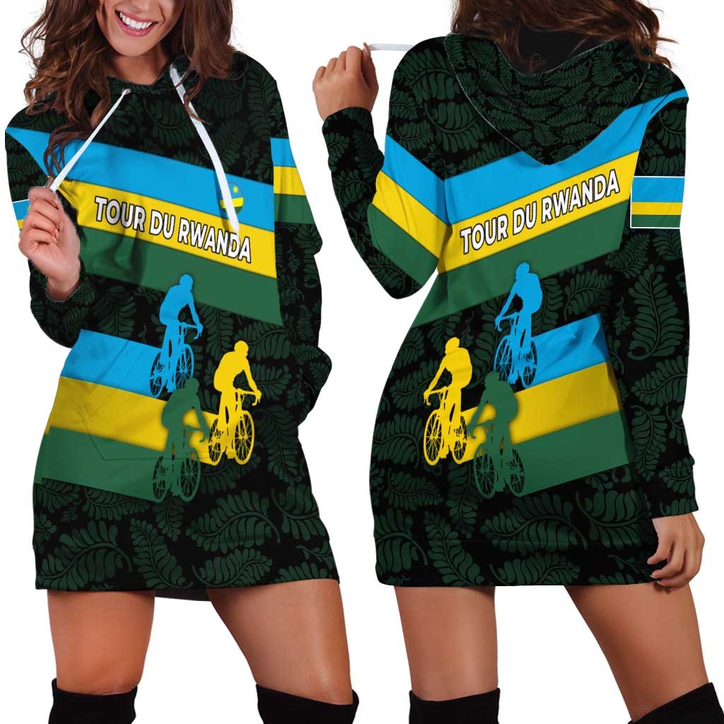 Rwanda Hoodie Dress with Tour du Rwanda Cycling Race Flag Stripe Spirit