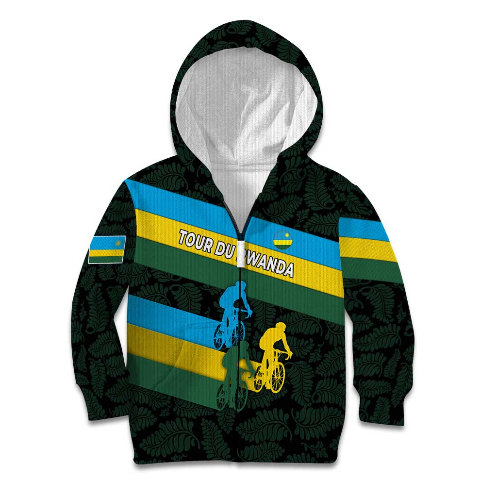Rwanda Kid Hoodie with Tour du Rwanda Cycling Race Flag Stripe Spirit