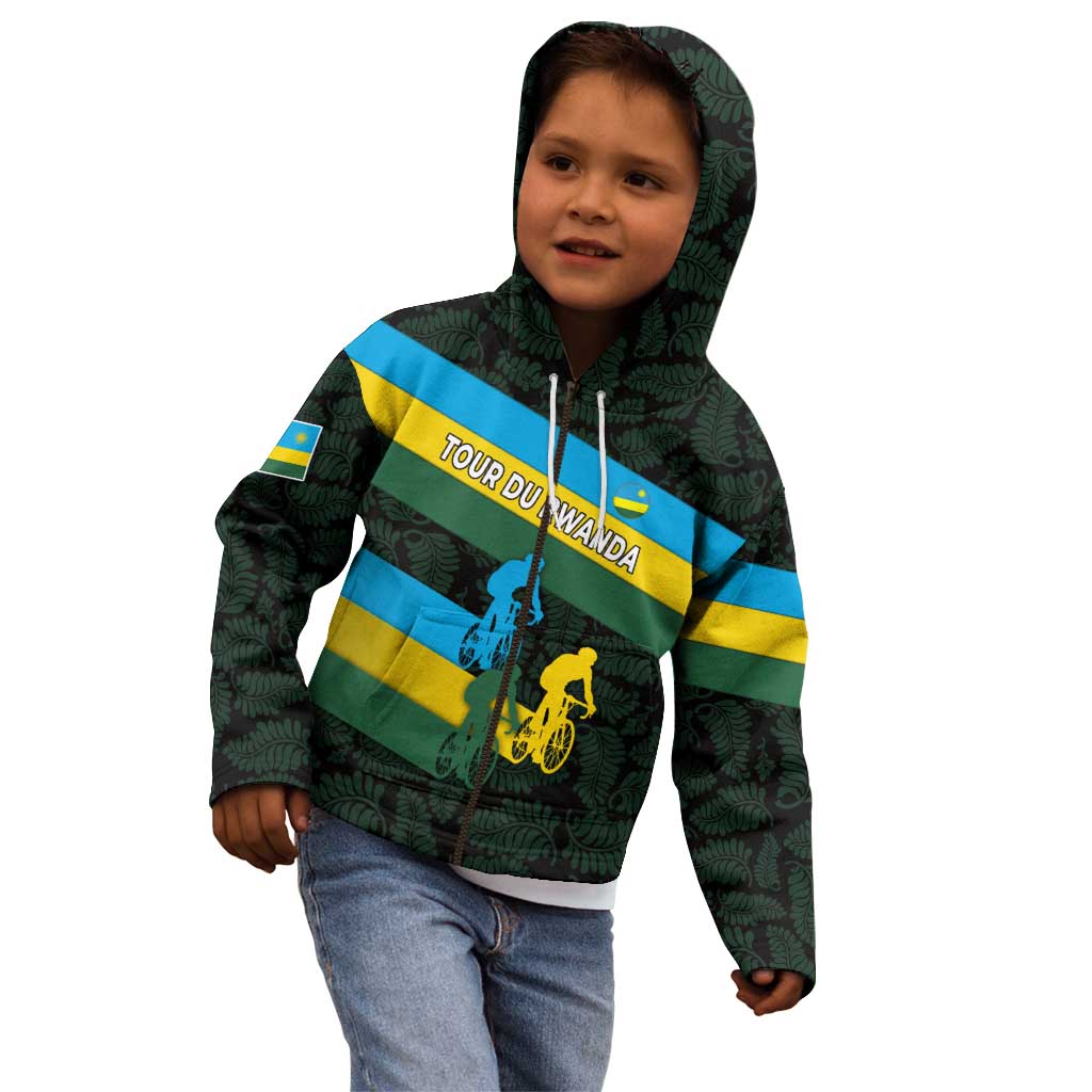 Rwanda Kid Hoodie with Tour du Rwanda Cycling Race Flag Stripe Spirit