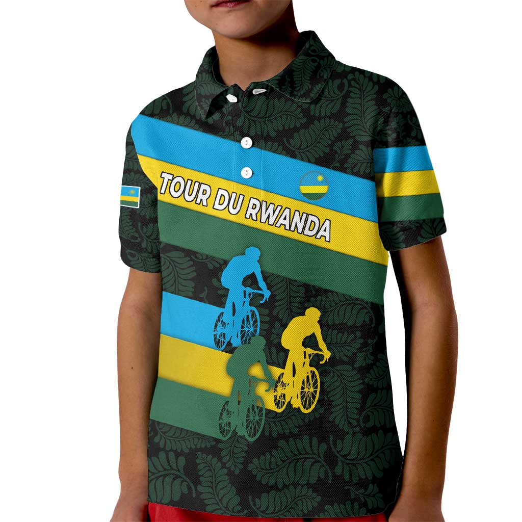 Rwanda Kid Polo Shirt with Tour du Rwanda Cycling Race Flag Stripe Spirit