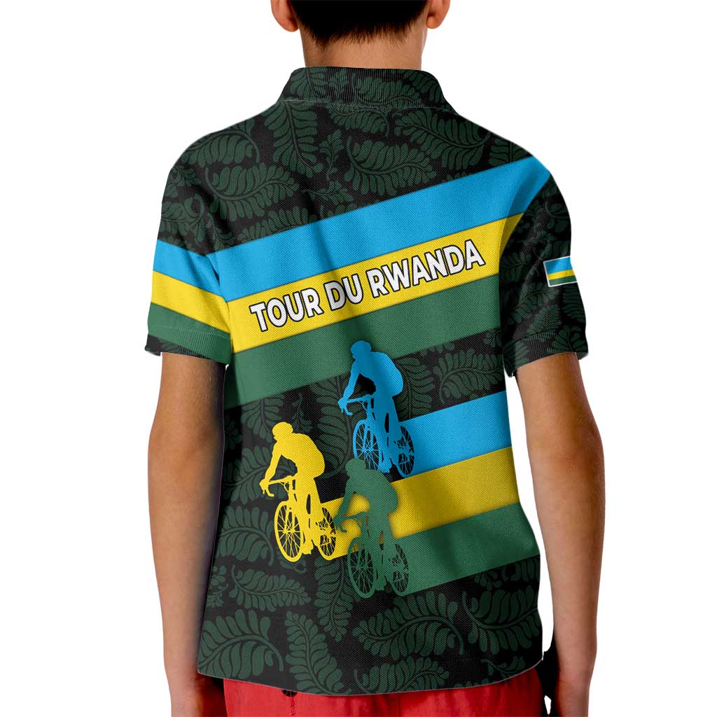Rwanda Kid Polo Shirt with Tour du Rwanda Cycling Race Flag Stripe Spirit