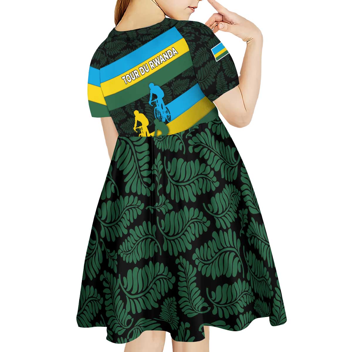 Rwanda Kid Short Sleeve Dress with Tour du Rwanda Cycling Race Flag Stripe Spirit