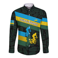 Rwanda Long Sleeve Button Shirt with Tour du Rwanda Cycling Race Flag Stripe Spirit