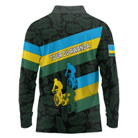 Rwanda Long Sleeve Polo Shirt with Tour du Rwanda Cycling Race Flag Stripe Spirit