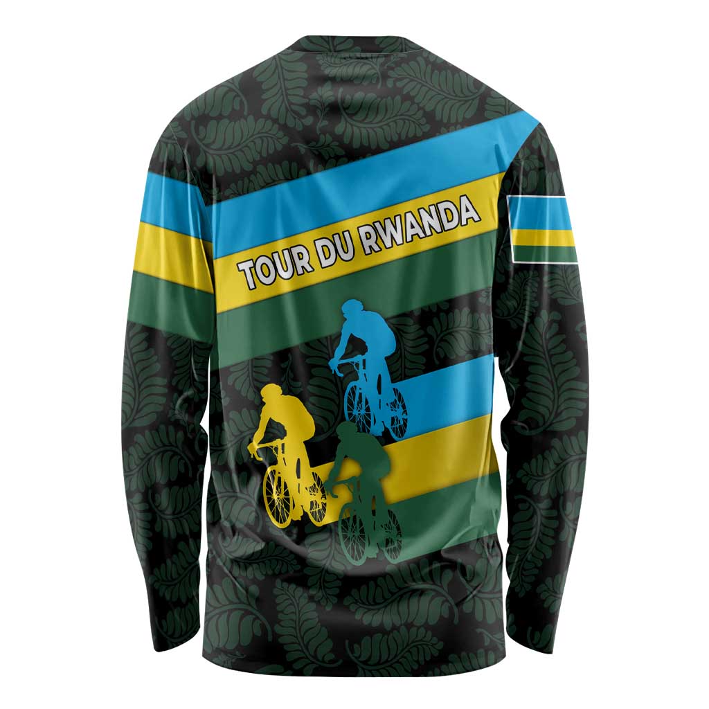 Rwanda Long Sleeve Shirt with Tour du Rwanda Cycling Race Flag Stripe Spirit