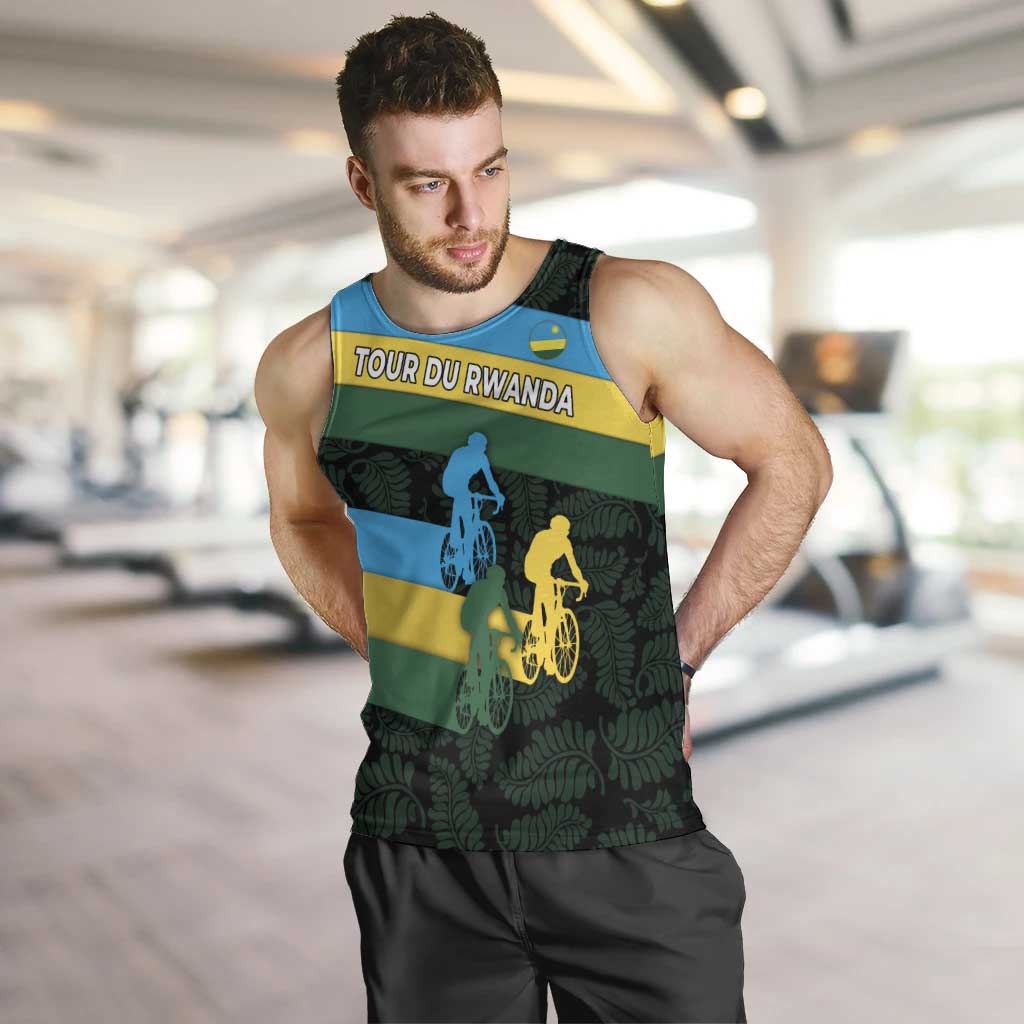 Rwanda Men Tank Top with Tour du Rwanda Cycling Race Flag Stripe Spirit