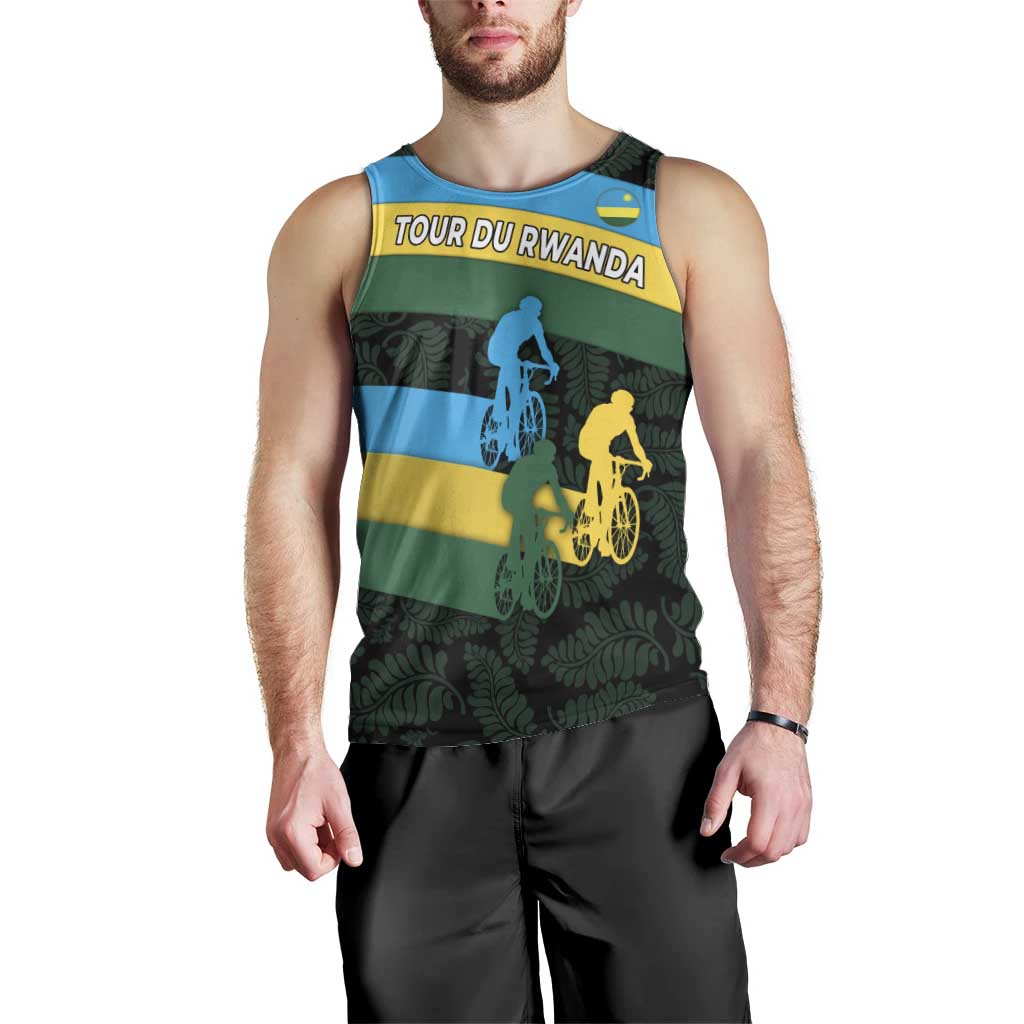 Rwanda Men Tank Top with Tour du Rwanda Cycling Race Flag Stripe Spirit