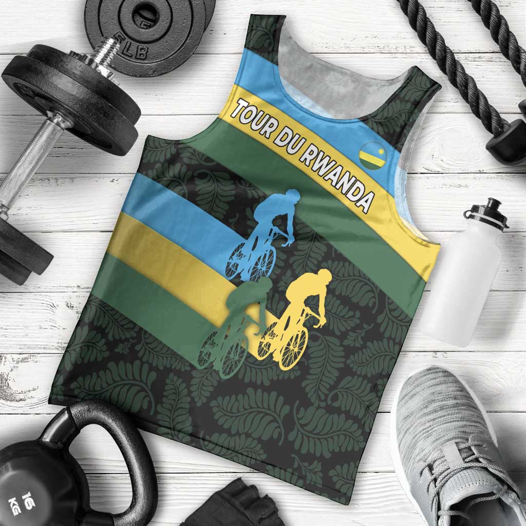 Rwanda Men Tank Top with Tour du Rwanda Cycling Race Flag Stripe Spirit
