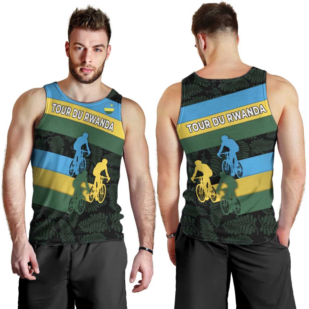 Rwanda Men Tank Top with Tour du Rwanda Cycling Race Flag Stripe Spirit