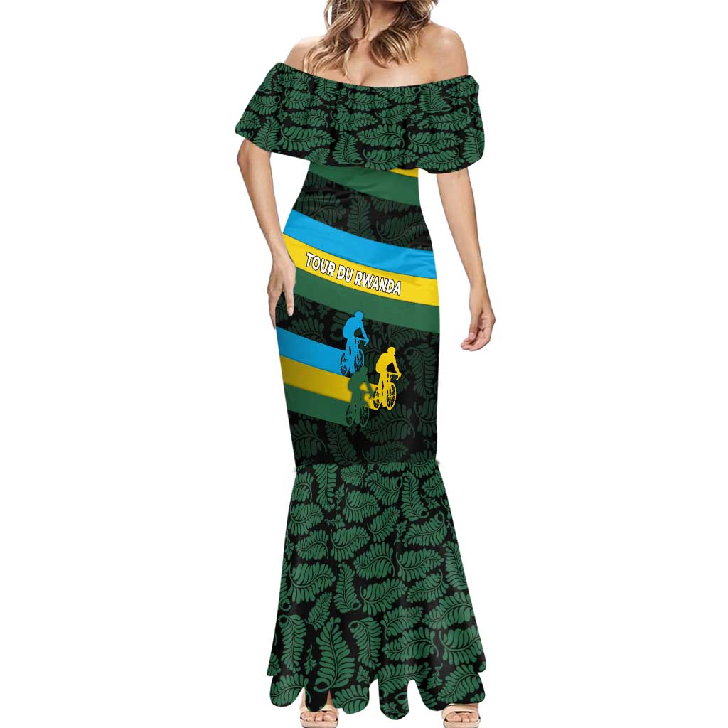 Rwanda Mermaid Dress with Tour du Rwanda Cycling Race Flag Stripe Spirit