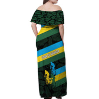 Rwanda Off Shoulder Maxi Dress with Tour du Rwanda Cycling Race Flag Stripe Spirit