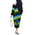 Rwanda Off The Shoulder Long Sleeve Dress with Tour du Rwanda Cycling Race Flag Stripe Spirit