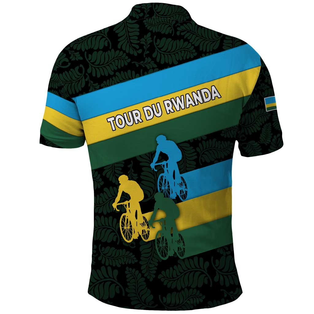 Rwanda Polo Shirt with Tour du Rwanda Cycling Race Flag Stripe Spirit